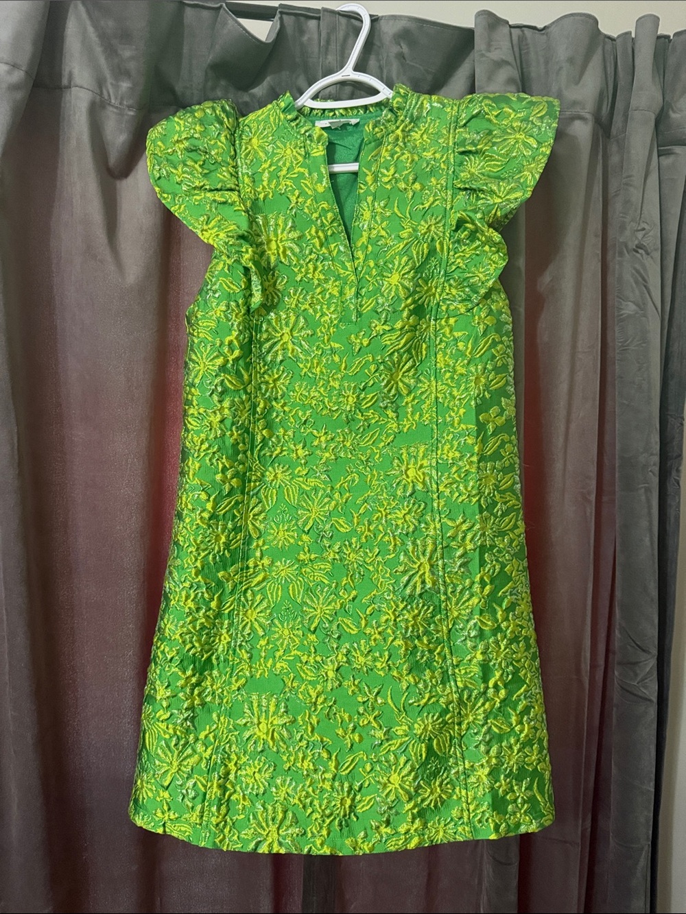 THML Green Floral Embroidered Mini Dress